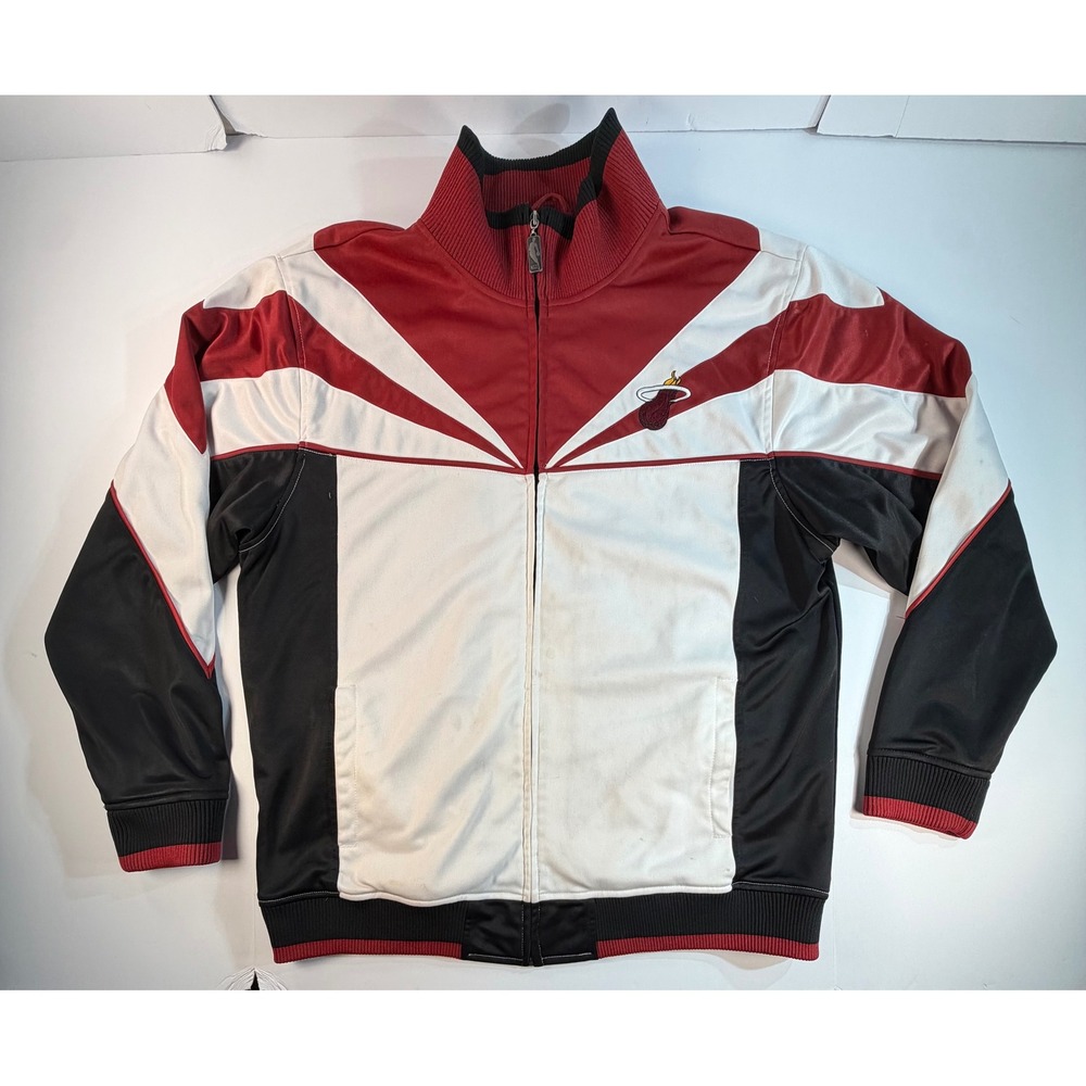 NBA Miami Heat Track Jacket Mens Red White Black Full Zip Colorblock Fan Gear